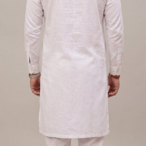 SOLID OFF-WHITE COTTON KURTA WITH PAJAMA