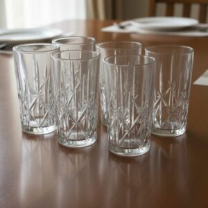 Premium Crystal-Cut Water Glass Set – 6 Pieces