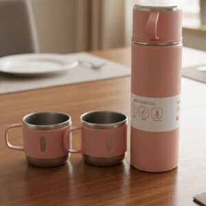 Premium Vacuum Flask Set – 500 ML with 2 Tea Cups