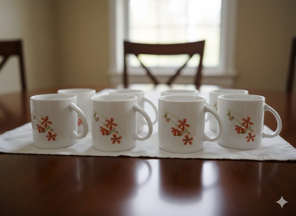 Elegant Floral Coffee Cup Set – 6 Pieces (160 ML Each)