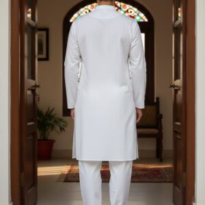 SOLID OFF-WHITE COTTON KURTA WITH PAJAMA
