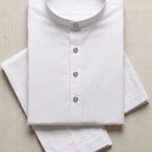 SOLID OFF-WHITE COTTON KURTA WITH PAJAMA