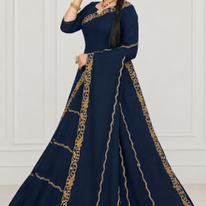 Women's Saree
(DS-Silky Saree) Silky Women's Elegant Navy Blue Embroidered Ready-to-Wear Gown/Saree Style Outfit with Matching Blouse Piece
Free Delivery 🚚
No Shipping charges